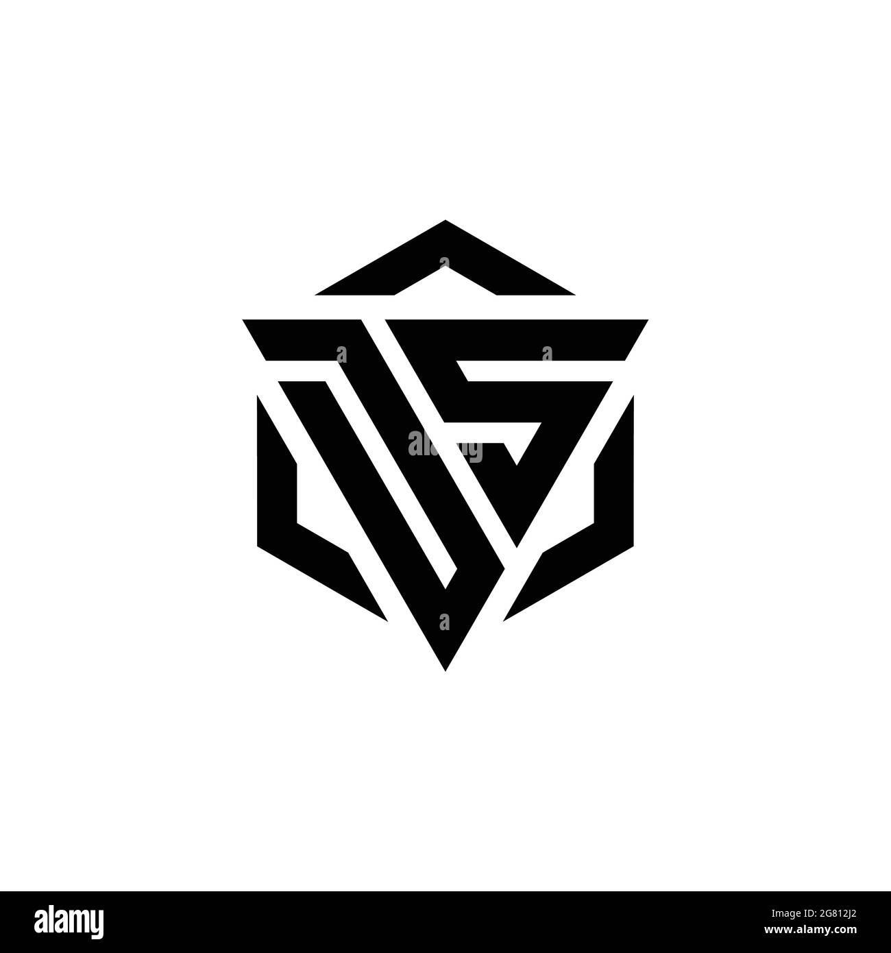 DS Logo Monogramm mit Dreieck und Sechseck modernes Design Vorlage isoliert auf weißem Hintergrund Stock Vektor