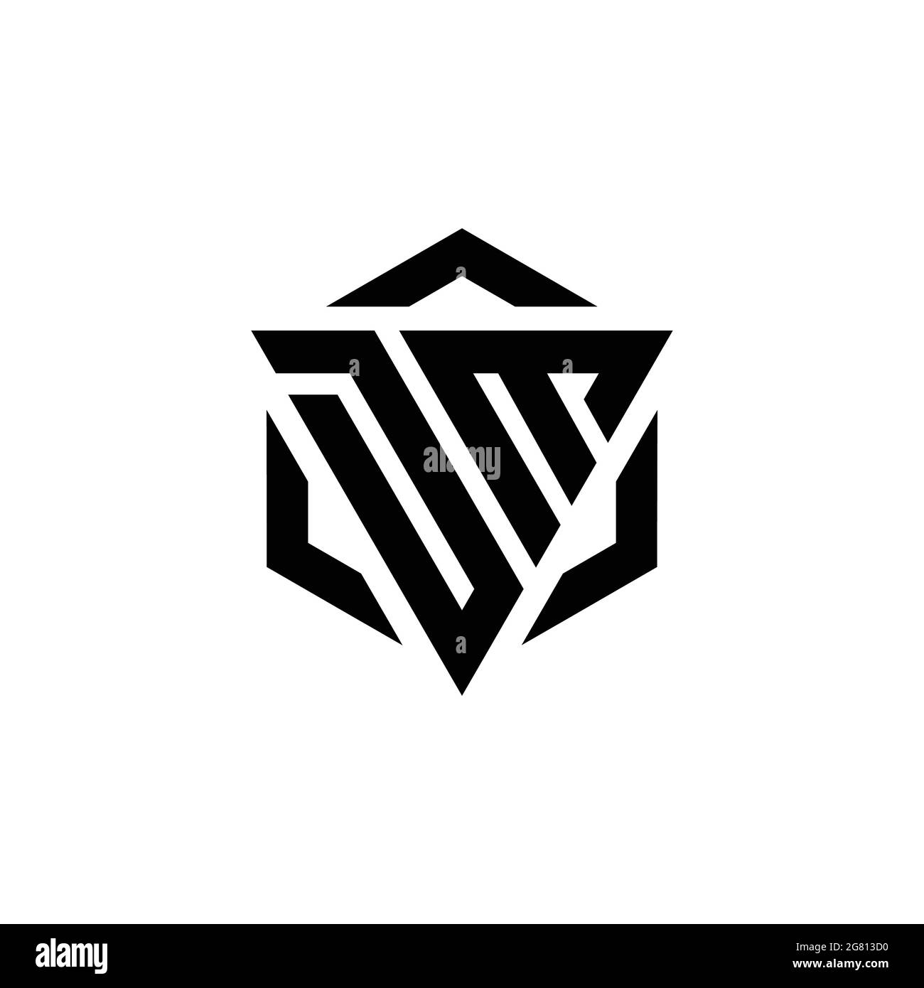 DM Logo Monogramm mit Dreieck und Sechseck modernes Design Vorlage isoliert auf weißem Hintergrund Stock Vektor