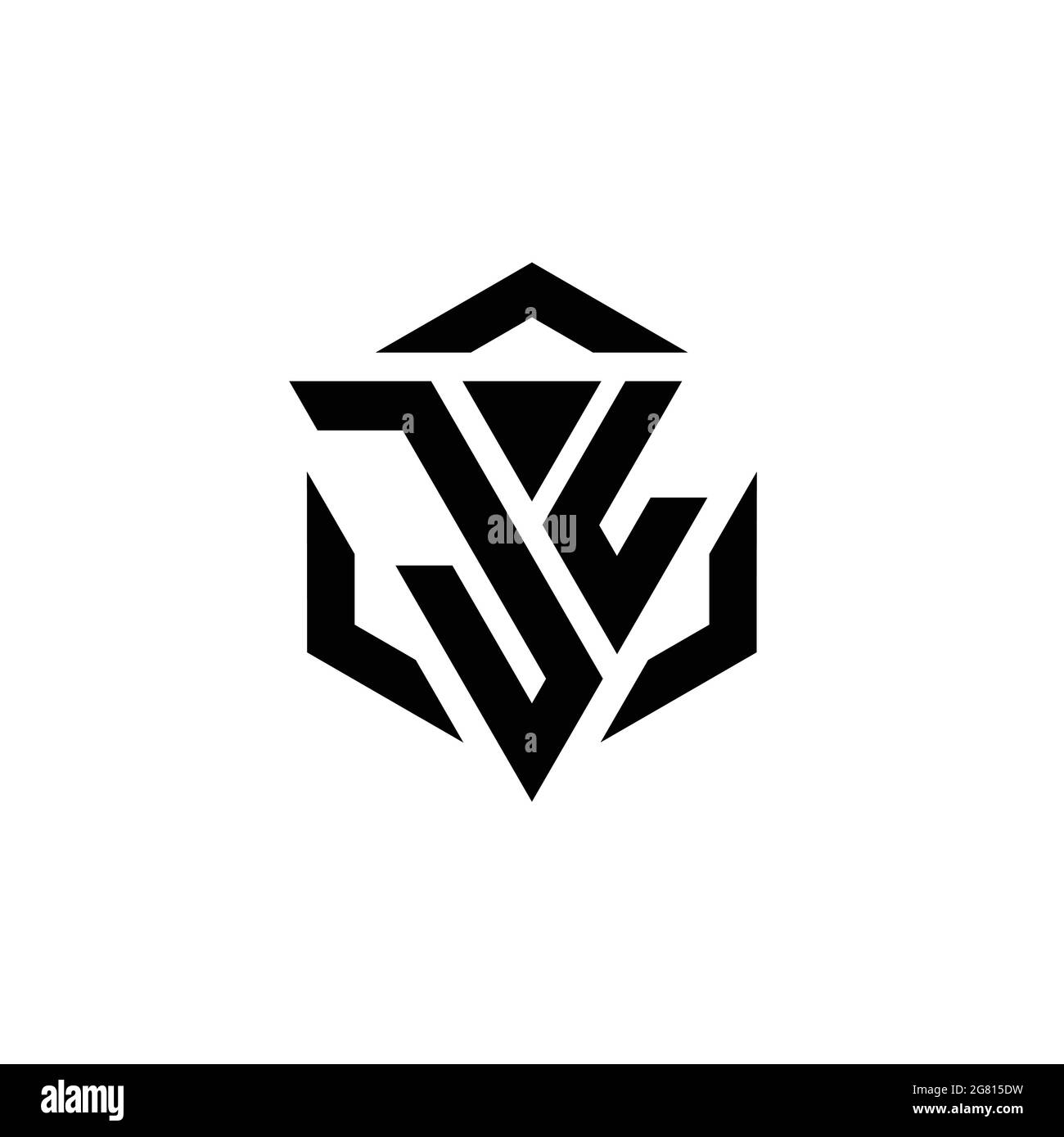 JL Logo Monogramm mit Dreieck und Sechseck moderne Design-Vorlage isoliert auf weißem Hintergrund Stock Vektor