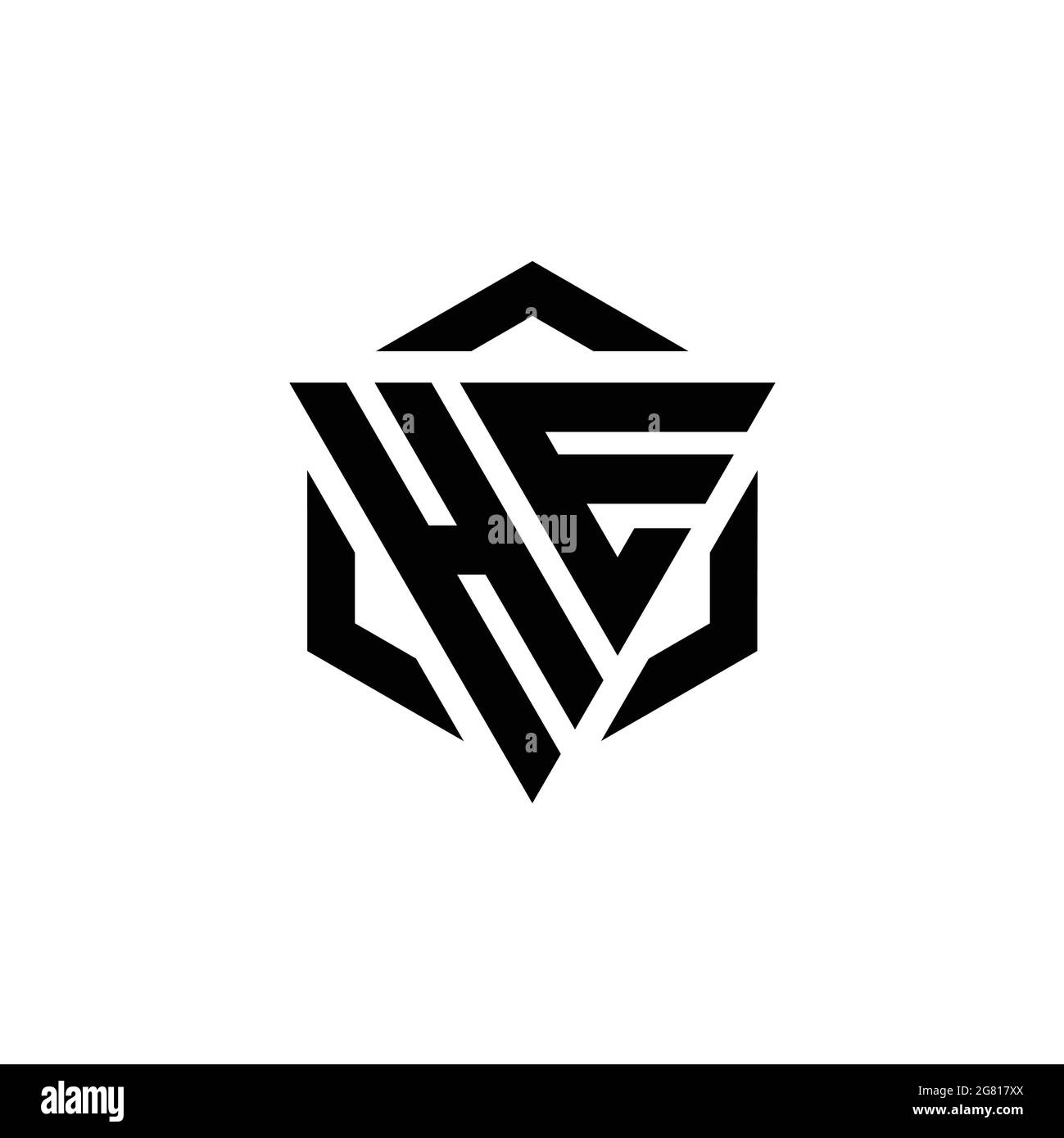 DAS Logo-Monogramm mit Dreieck und Sechseck moderner Designvorlage isoliert auf weißem Hintergrund Stock Vektor