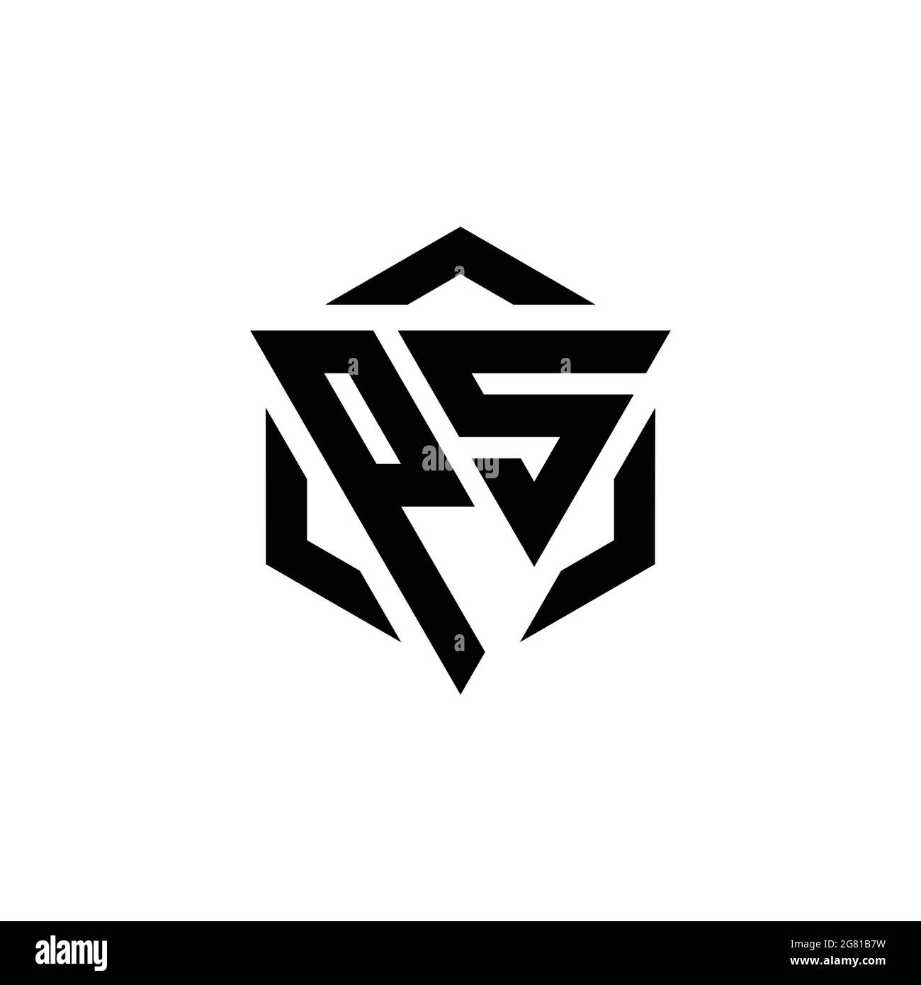 PS Logo Monogramm mit Dreieck und Sechseck modernes Design Vorlage isoliert auf weißem Hintergrund Stock Vektor