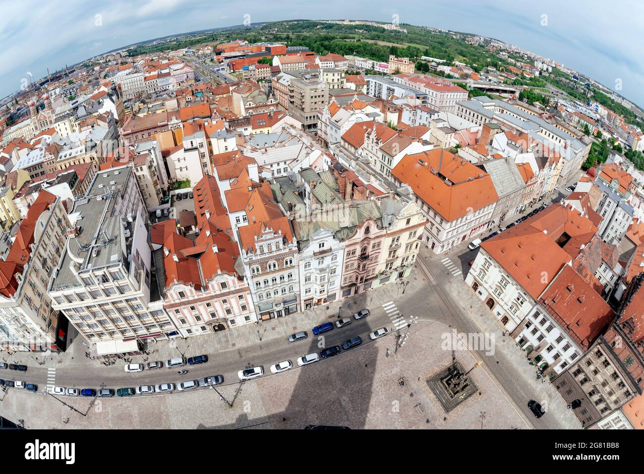 Pilsen, Tschechische Republik, Blick vom Turm der St. Nicolas Kathedrale Stockfoto
