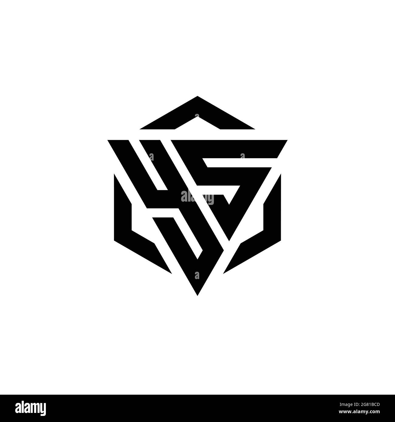 YS Logo Monogramm mit Dreieck und Sechseck moderne Design-Vorlage isoliert auf weißem Hintergrund Stock Vektor