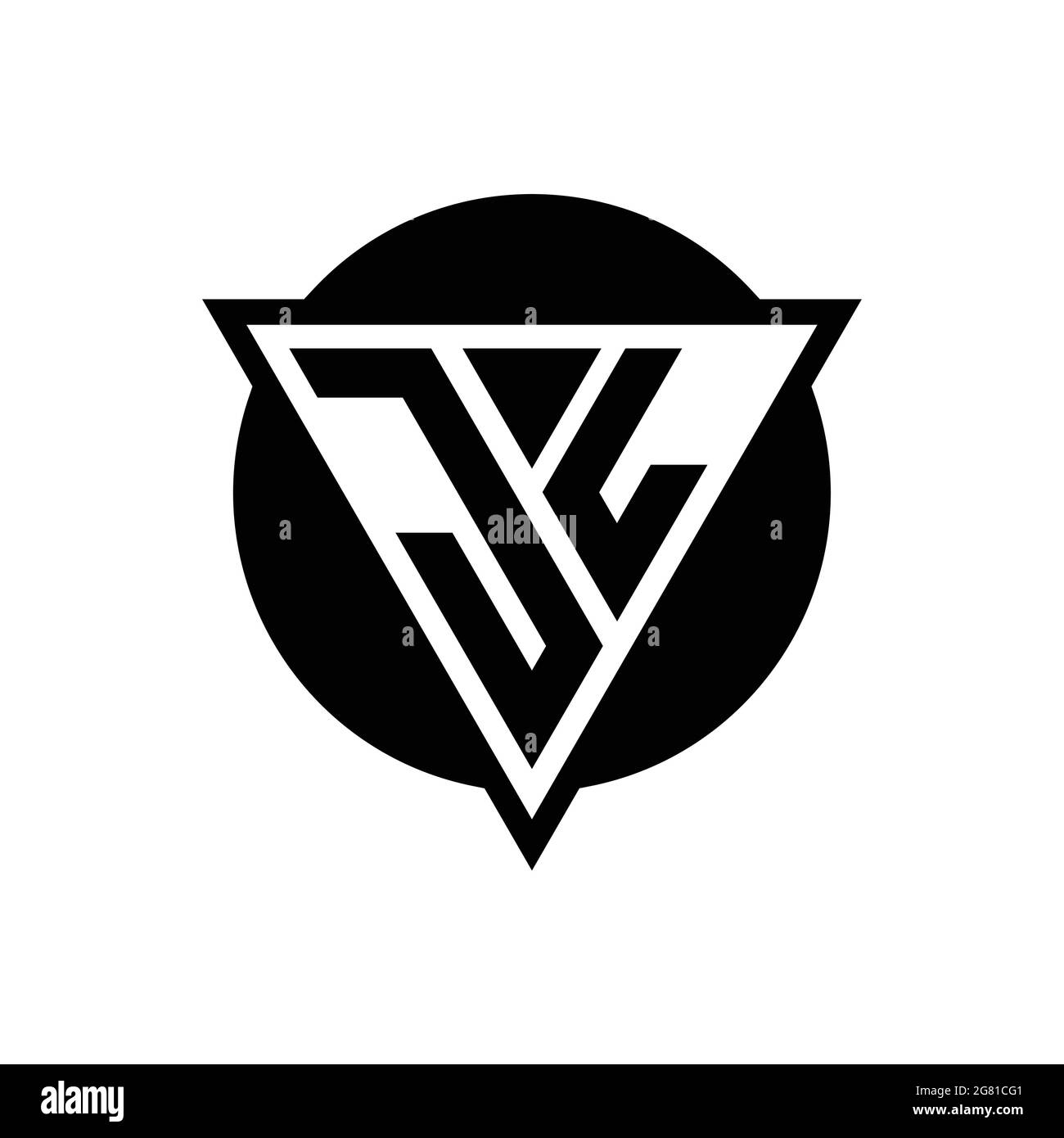 JL-Logo mit negativem Dreieck und kreisförmiger Designvorlage auf weißem Hintergrund isoliert Stock Vektor