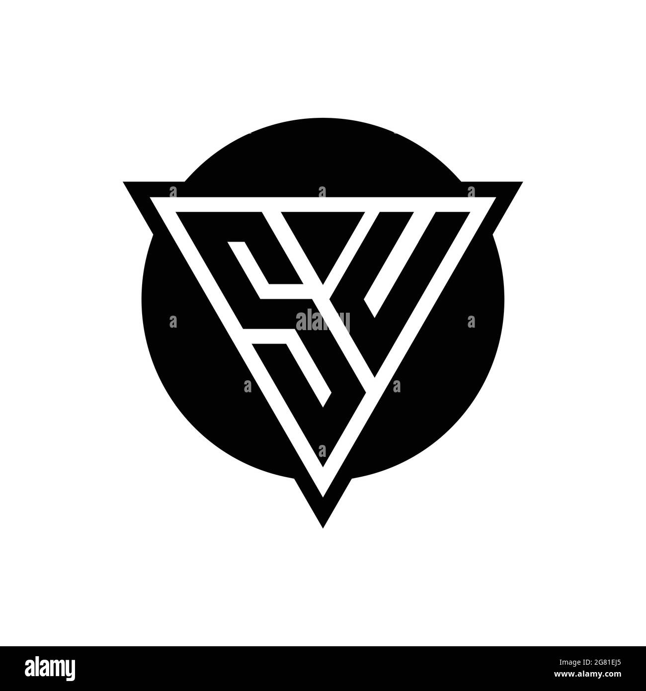 SU-Logo mit negativem Raum Dreieck und kreisförmigen Design-Vorlage isoliert auf weißem Hintergrund Stock Vektor