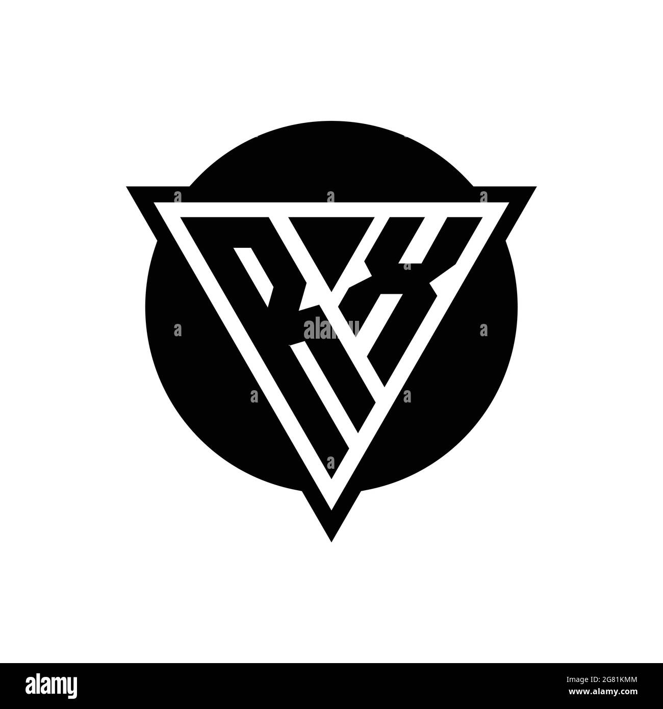 RX-Logo mit negativem Dreieck und kreisförmiger Designvorlage auf weißem Hintergrund isoliert Stock Vektor