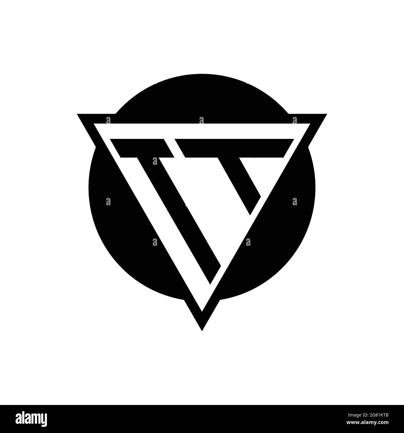 TT-Logo mit negativem Dreieck und kreisförmiger Designvorlage auf weißem Hintergrund isoliert Stock Vektor