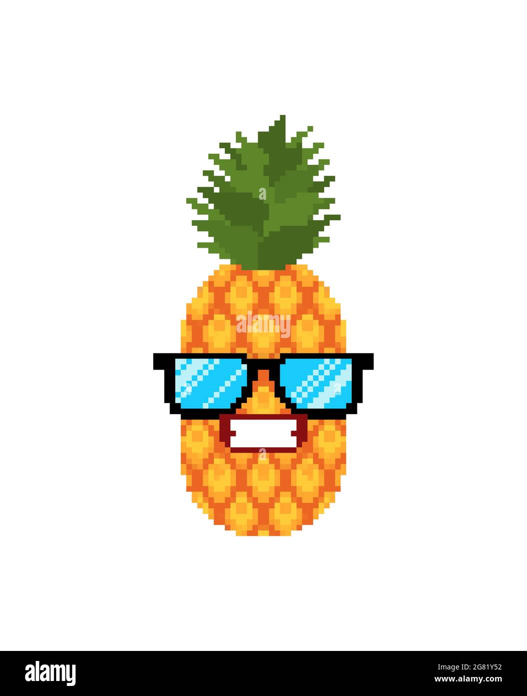 Ananas cool mit Brille Pixel Art. 8 Bit Vektor-Illustration Stock Vektor