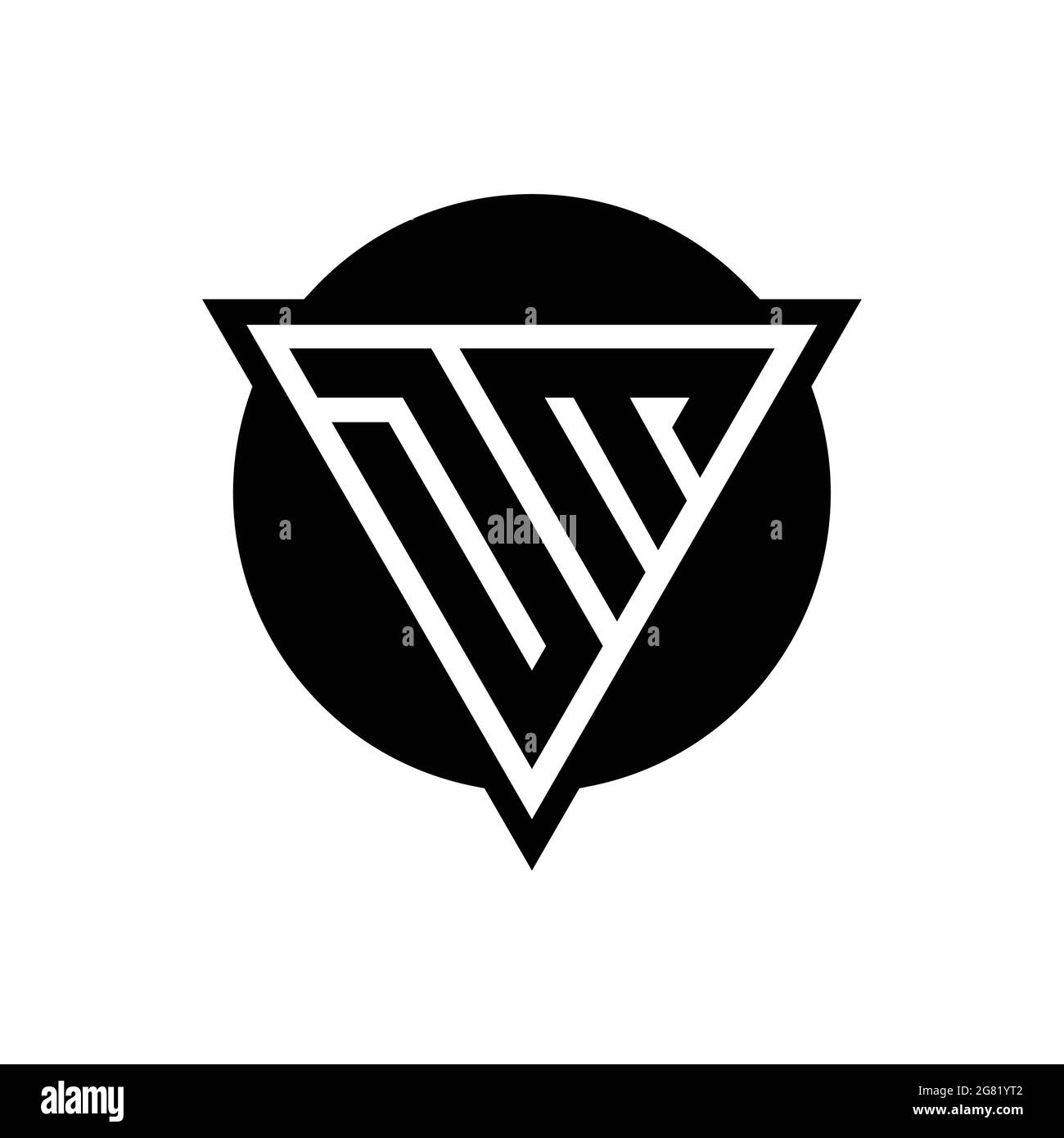 DM-Logo mit negativem Dreieck und kreisförmiger Designvorlage auf weißem Hintergrund isoliert Stock Vektor