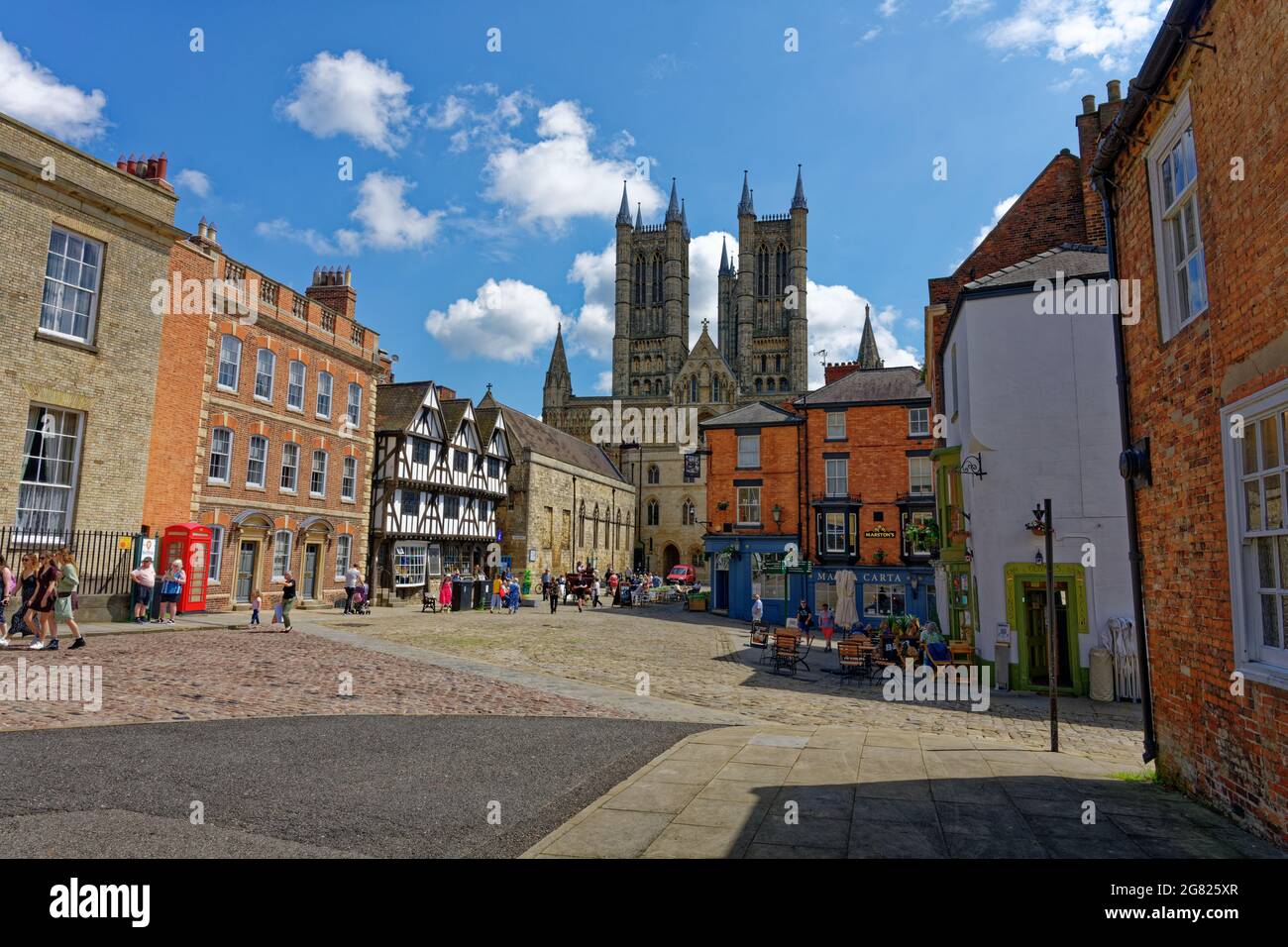 Blick auf die Lincoln Cathedral von der Altstadt aus Stockfoto