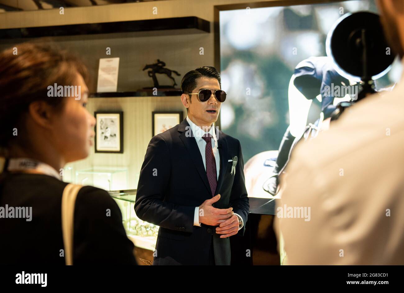 Hongkong, China: 17. Februar 2019. Aaron Kwok der Schauspieler Aaron KWOK aus Hongkong NIMMT als Longin an den Longines Masters of Hong Kong 2019 auf der AsiaWorld-Expo Teil Stockfoto