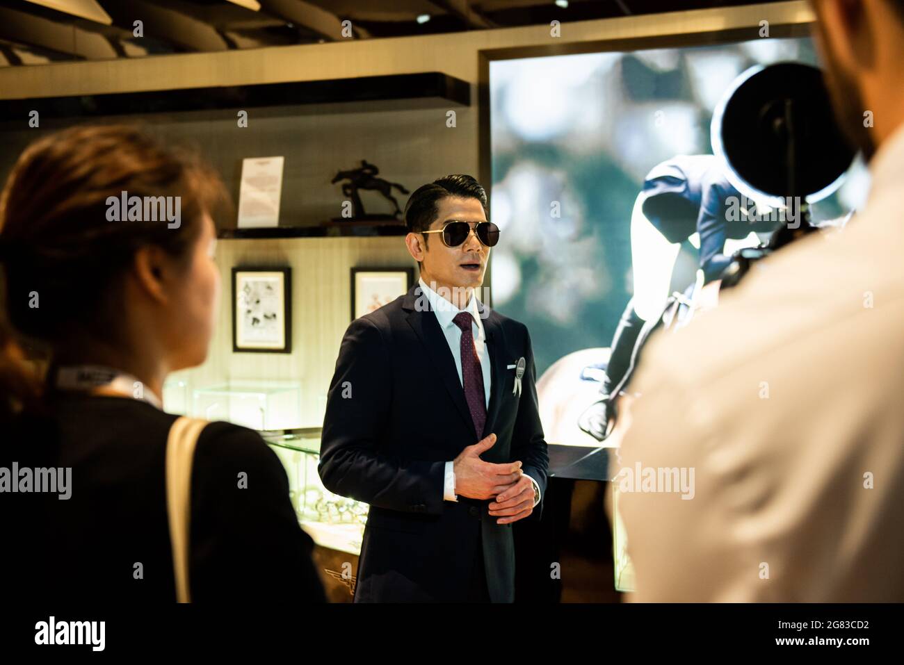 Hongkong, China: 17. Februar 2019. Aaron Kwok der Schauspieler Aaron KWOK aus Hongkong NIMMT als Longin an den Longines Masters of Hong Kong 2019 auf der AsiaWorld-Expo Teil Stockfoto