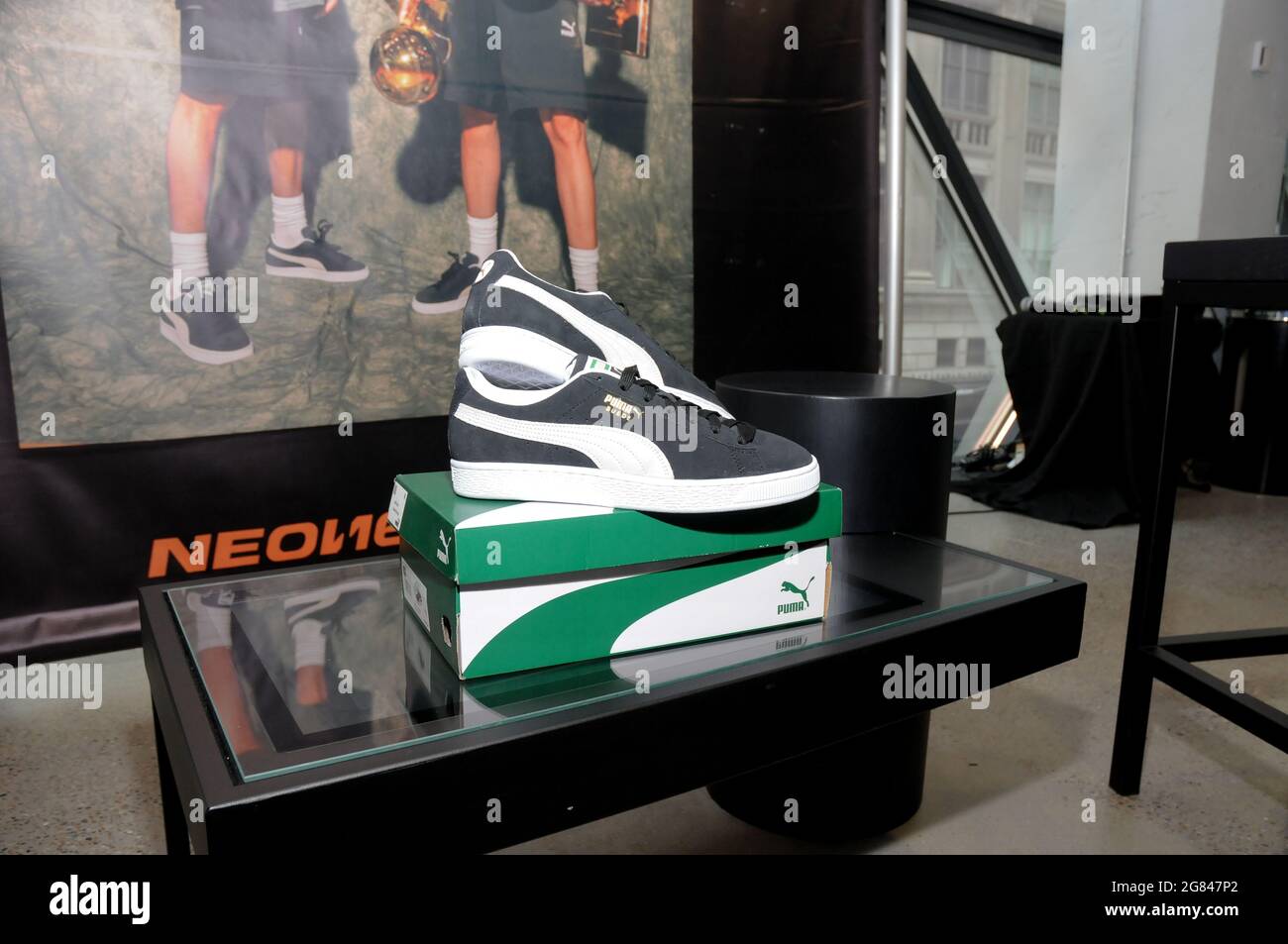 New York, USA. Juli 2021. Auf der Pressekonferenz werden spezielle PUMA-Sneaker  vorgestellt, um das neue Album „DYNASTY“ zu promoten, das im PUMA Store in  New York City stattfindet.zu Ehren ihrer 16-jährigen Karriere