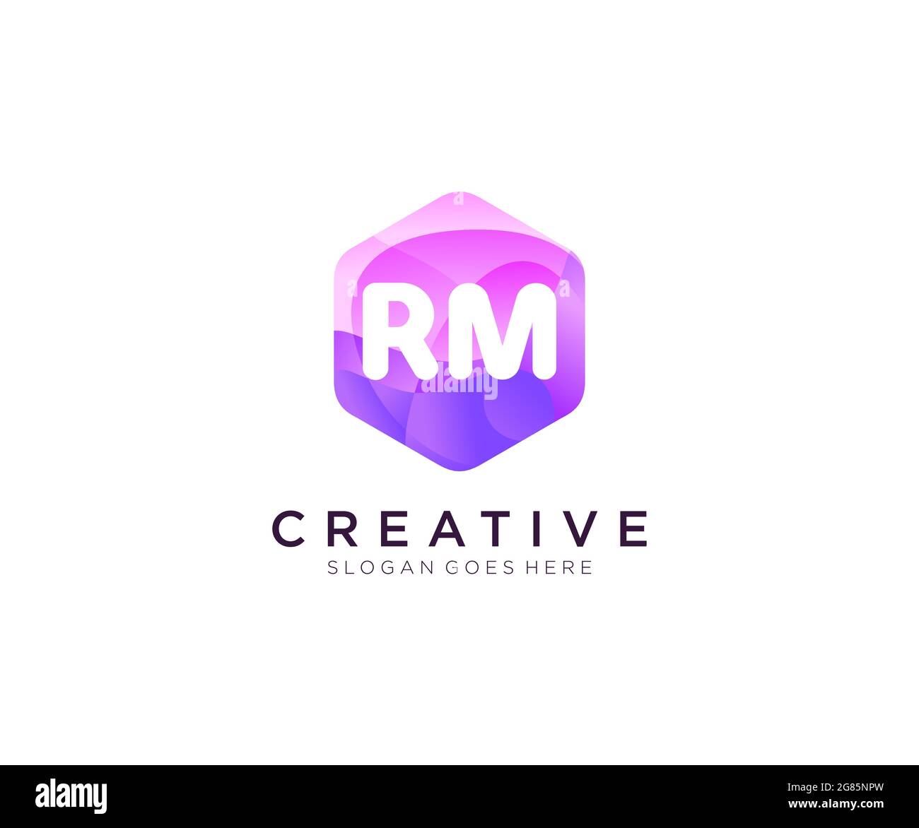 RM-Initiallogo mit farbenfroher Vorlage für das Logo des modernen Business-Alphabets im Sechseck-Format Stock Vektor