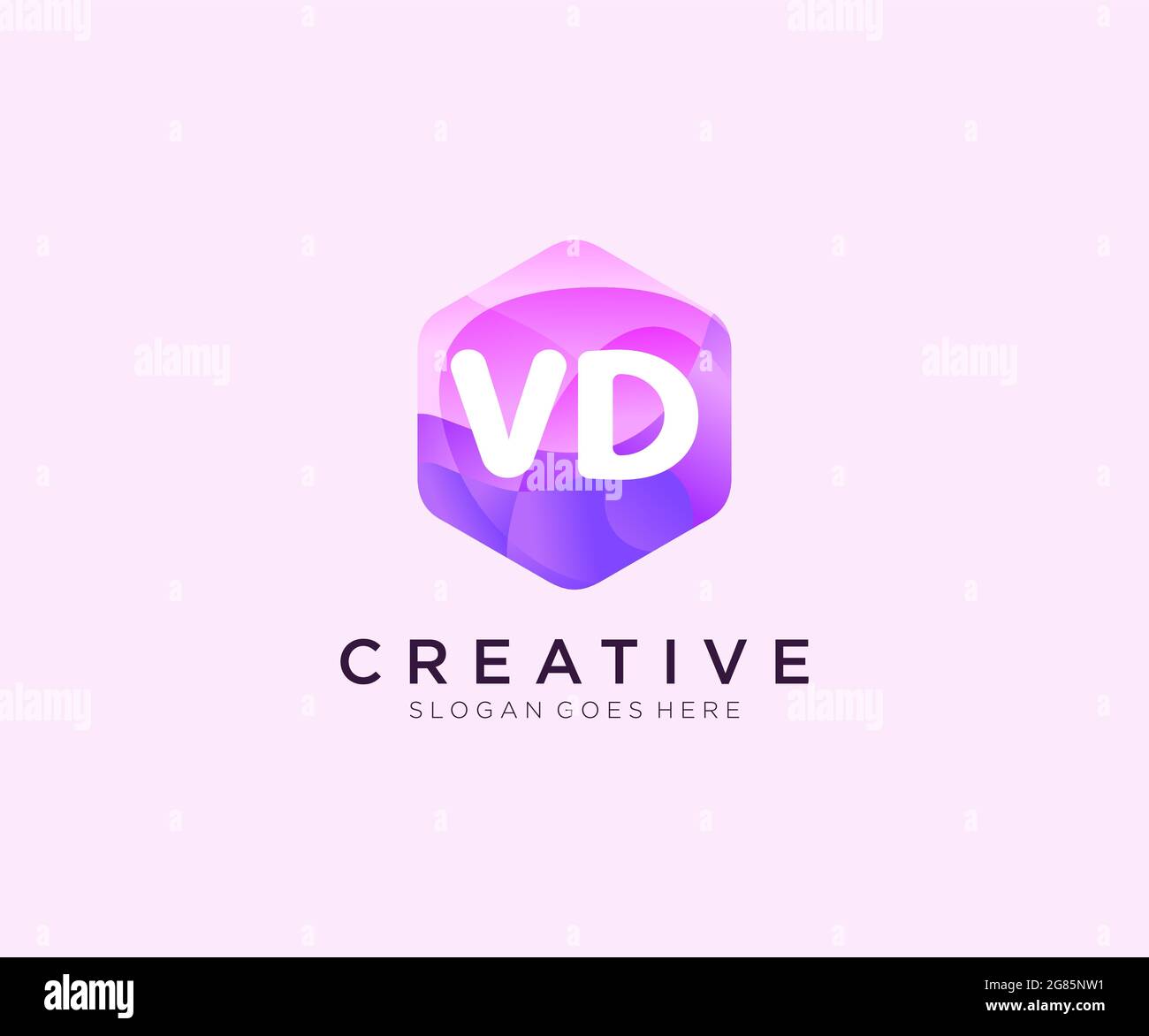 VD-Initiallogo mit farbenfroher Vorlage für das Logo des modernen Business-Alphabets im Sechseck-Format Stock Vektor