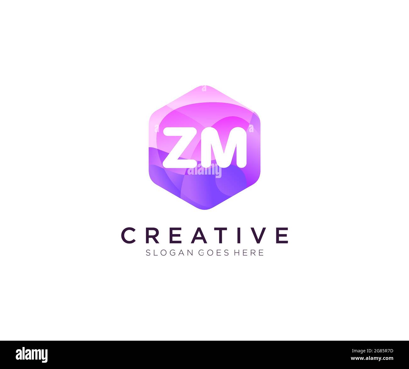 ZM Initial-Logo mit farbenfrohem Hexagon Modern Business Alphabet Logo-Vorlage Stock Vektor