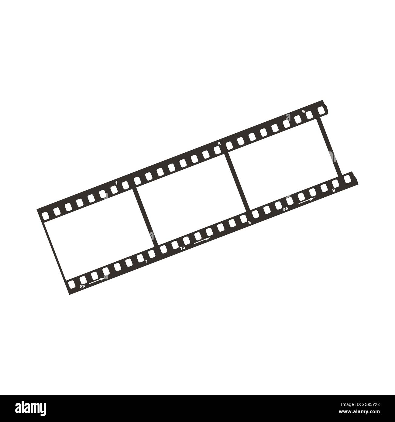 Drei Durchm.-positive 35-mm-Filmaufnahmen, einfaches schwarzes Symbol auf Weiß Stock Vektor