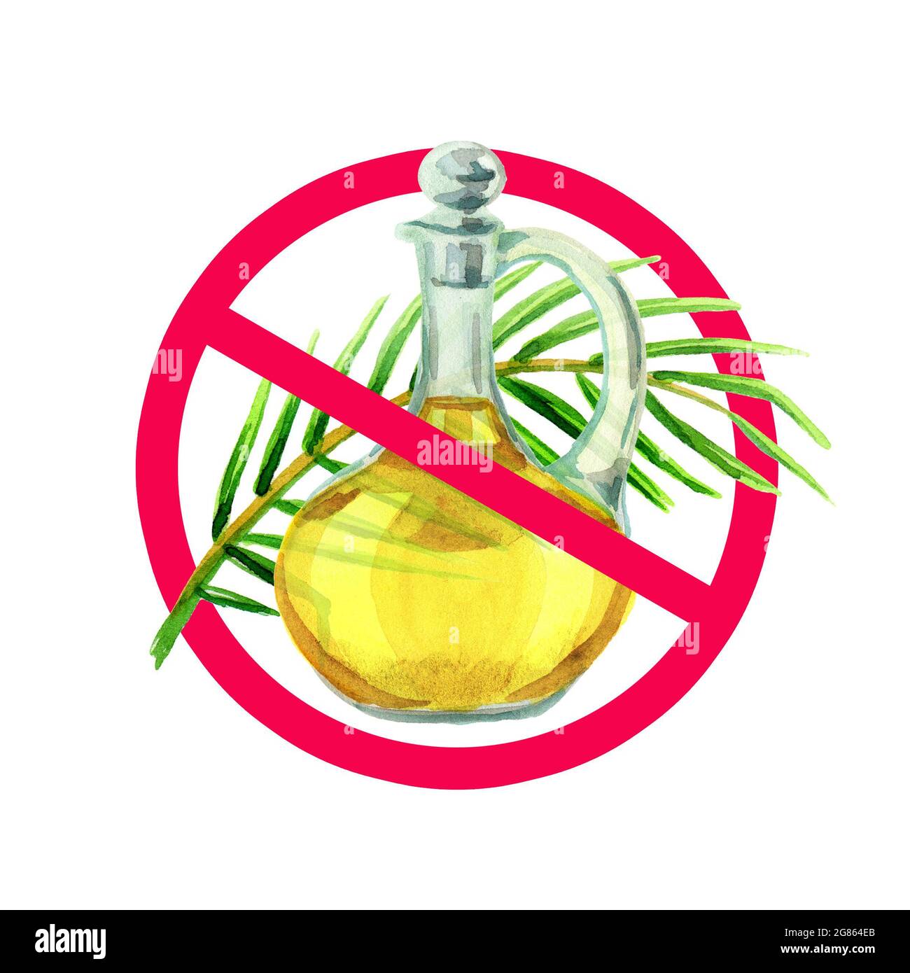 Symbol ohne Palmöl. Aquarell Stockfoto