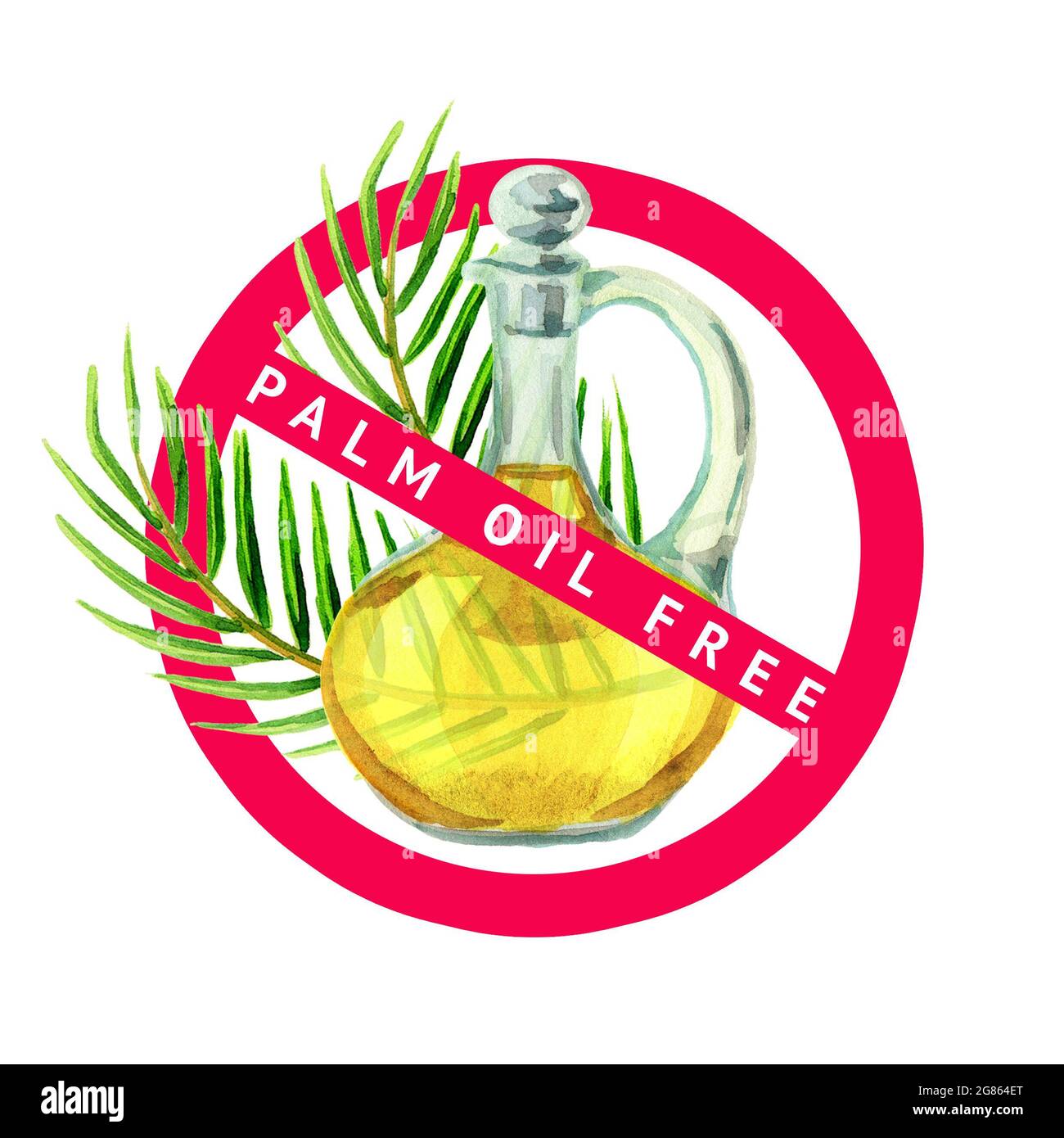 Palmöl-freies Simbol. Aquarelldarstellung Stockfoto