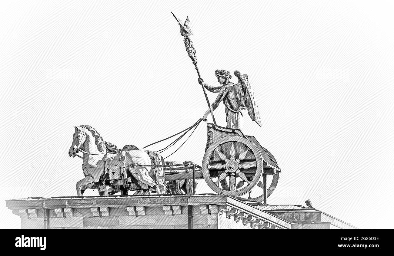 Quadriga-Statue am Brandenburger Tor in Berlin - Brandenburger Tor Stockfoto