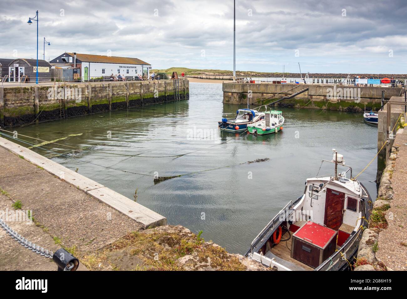 Der kleine Hafen von Amble an der Northumberland Küste, England Stockfoto