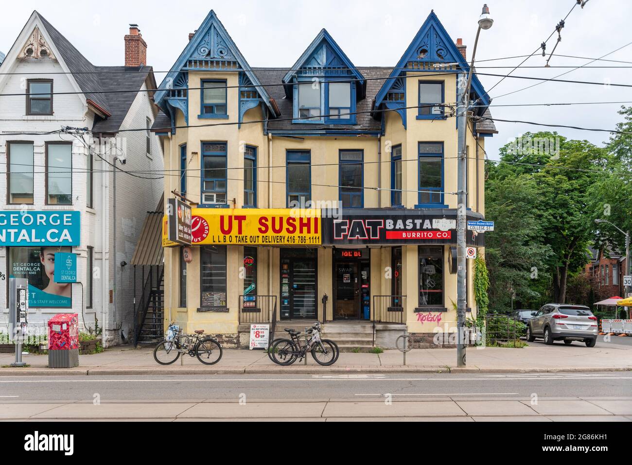 Fassade eines viktorianischen Architekturhauses in Toronto, Kanada Stockfoto