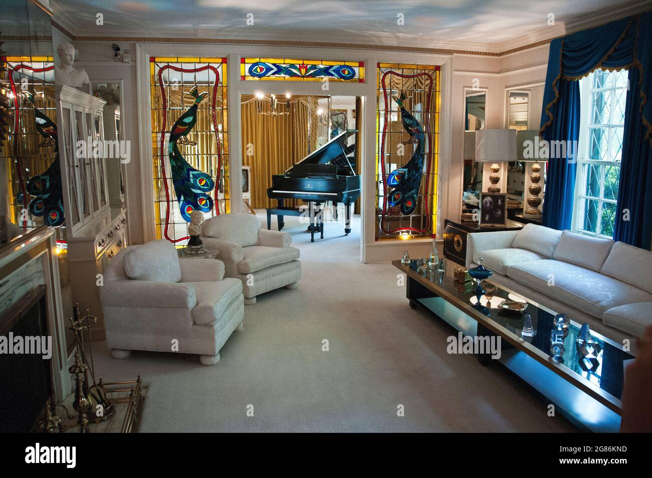 Elvis Presleys Musikzimmer in Graceland, Memphis, Tennessee Stockfoto