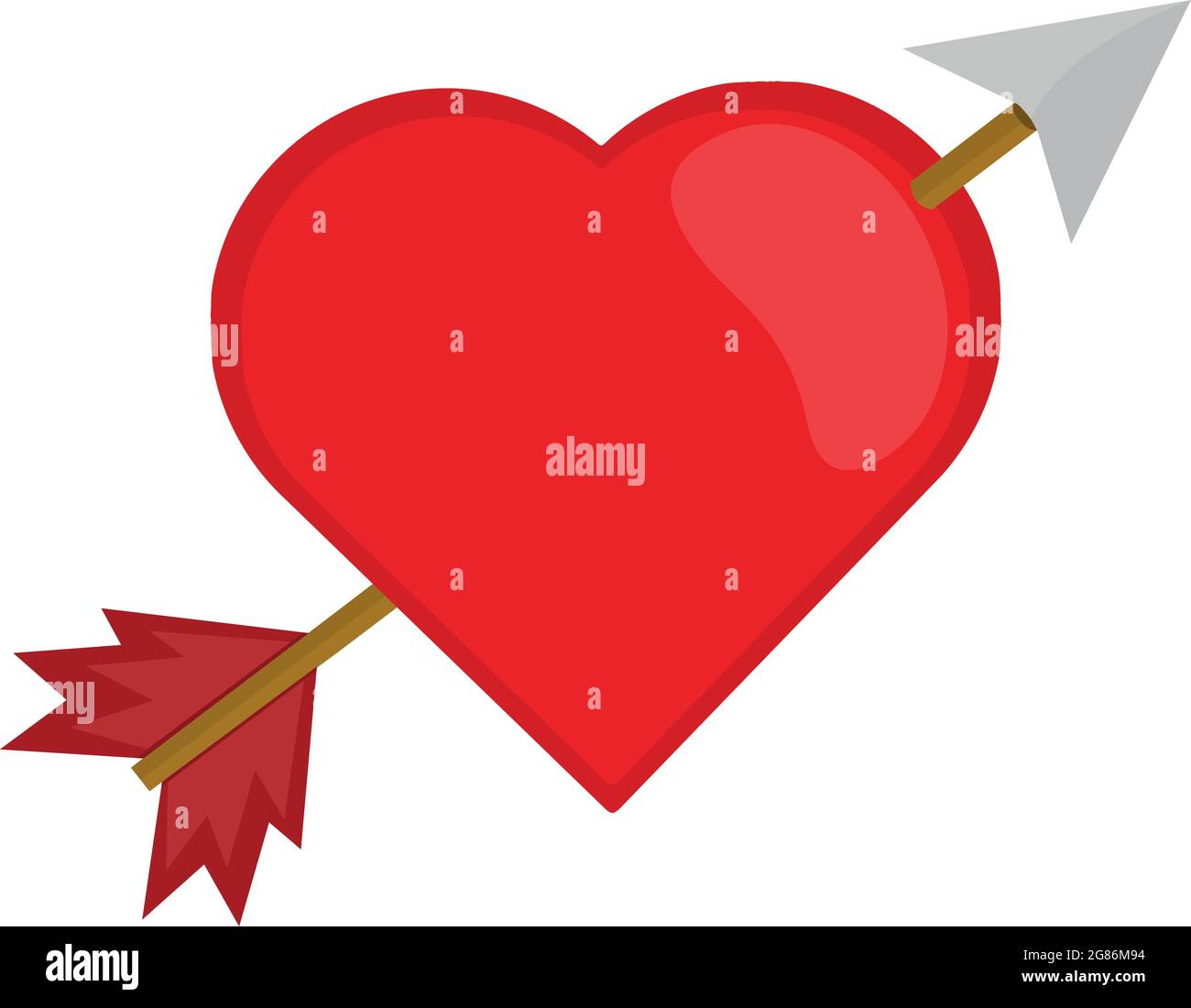 Vector Emoticon Illustration eines Herzens durchbohrt von einem Pfeil, Konzept Liebe und Valentinstag Stock Vektor