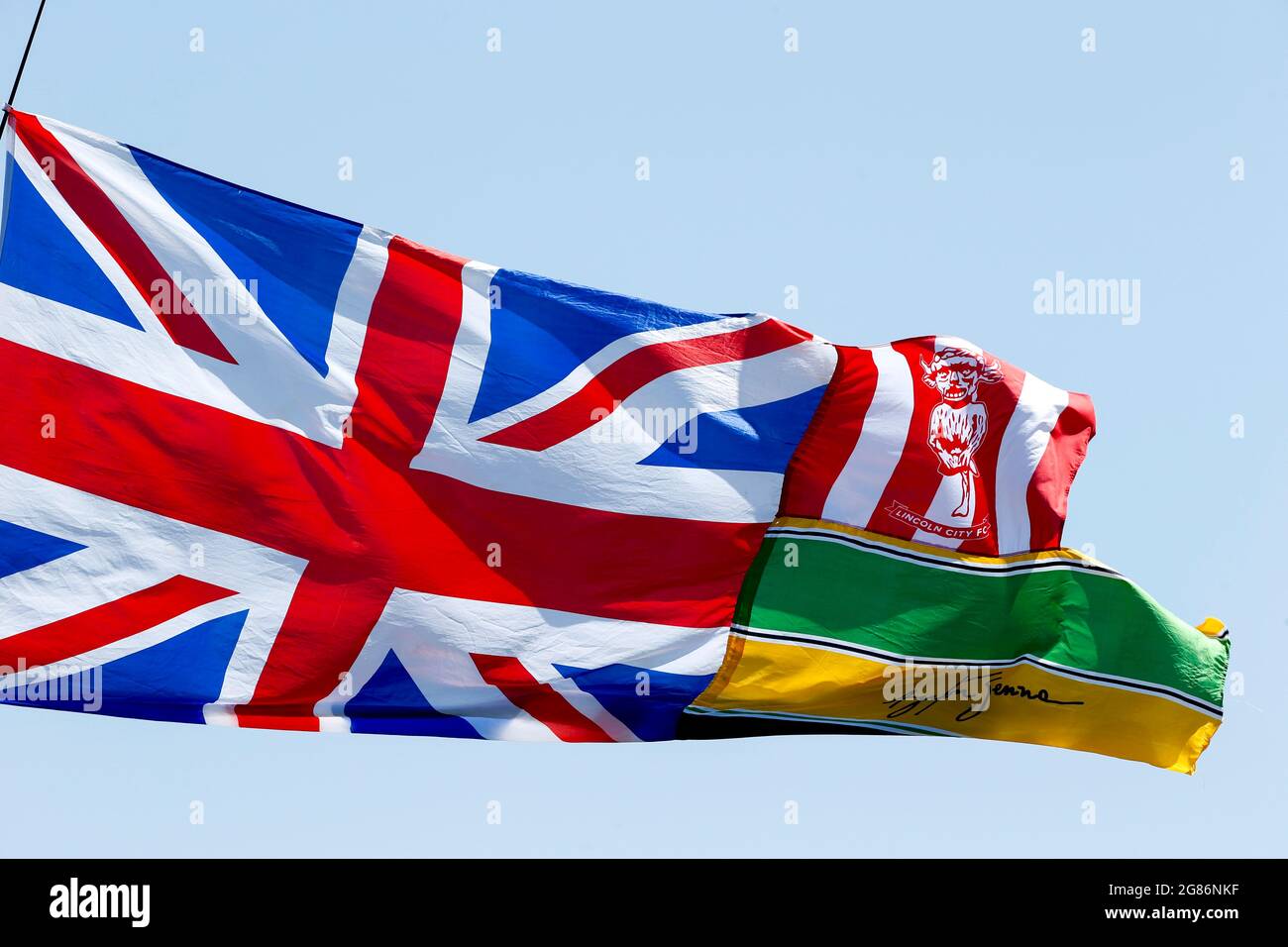 Silverstone, Großbritannien. Juli 2021. Britische Flagge, F1 Grand Prix von Großbritannien auf dem Silverstone Circuit am 17. Juli 2021 in Silverstone, Großbritannien. (Foto von HOCH ZWEI) Quelle: dpa/Alamy Live News Stockfoto