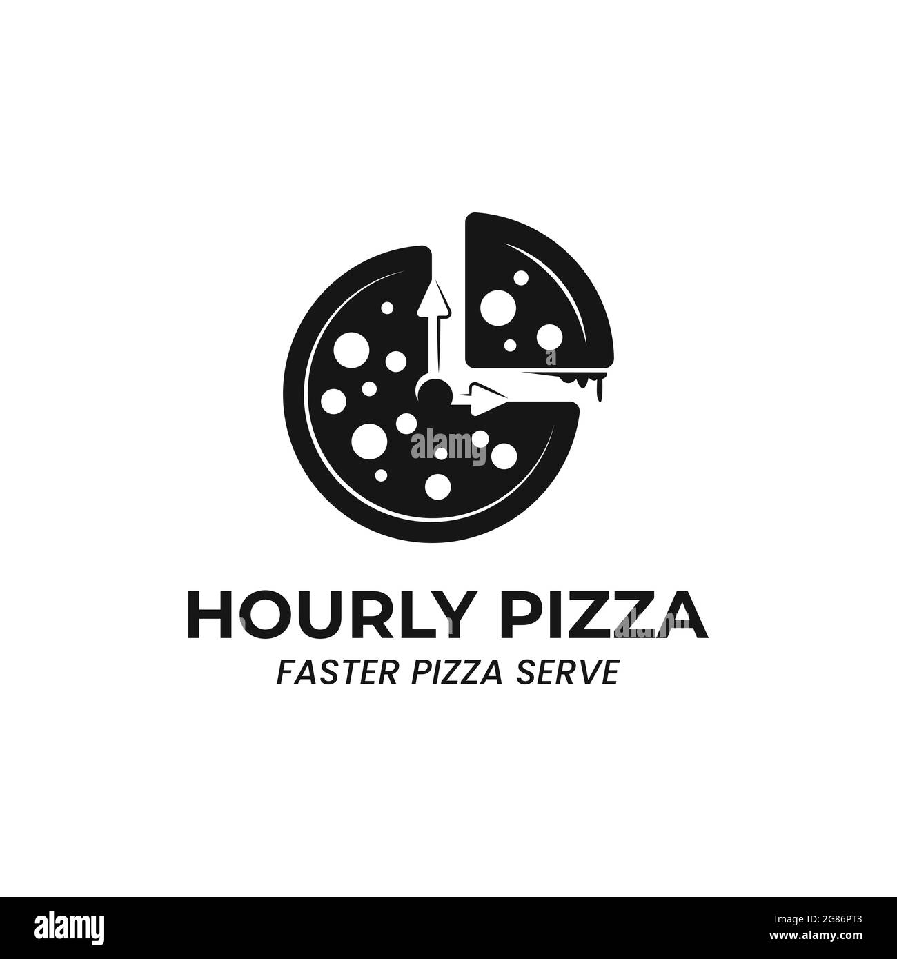 Schlichtes Und Modernes Design Pizza Mit Wanduhr Illustration Perfekt