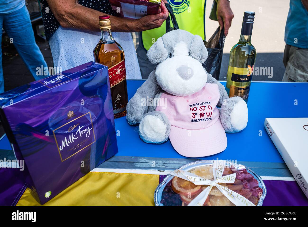 Budleigh Lions Geld für die Weihnachtsdekoration sammeln. Stockfoto