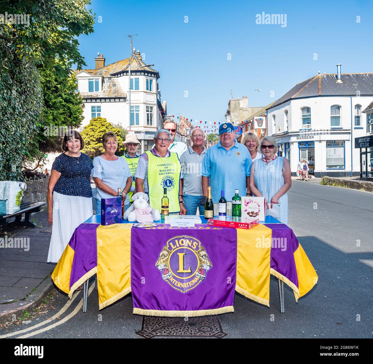 Budleigh Lions Geld für die Weihnachtsdekoration sammeln. Stockfoto