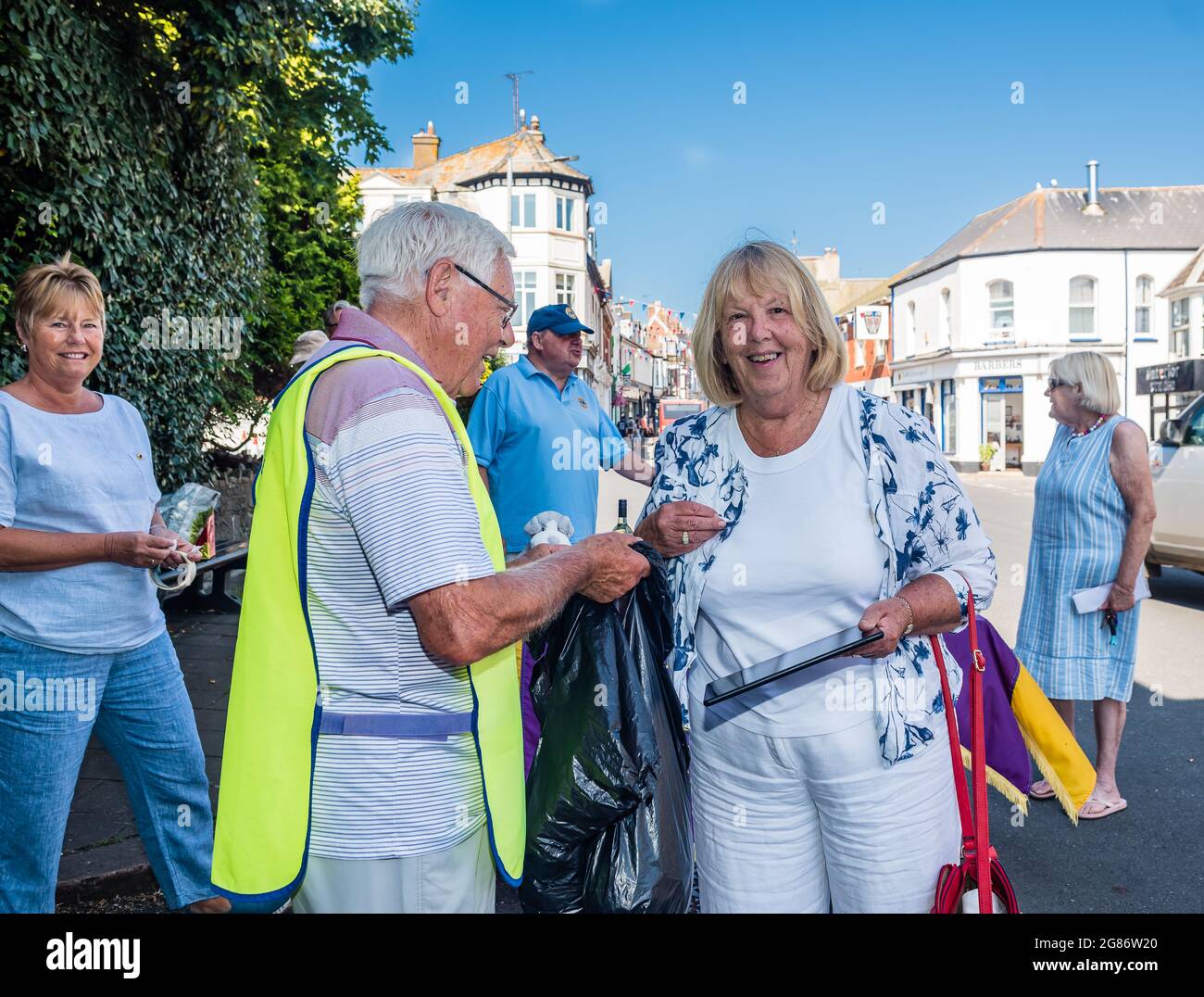 Budleigh Lions Geld für die Weihnachtsdekoration sammeln. Stockfoto
