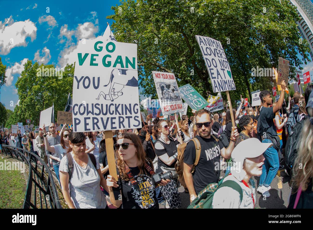Die Offiziellen Tierrechte März London 2019. Aktivisten marschieren am 17. August 20219 durch die britische Hauptstadt Stockfoto