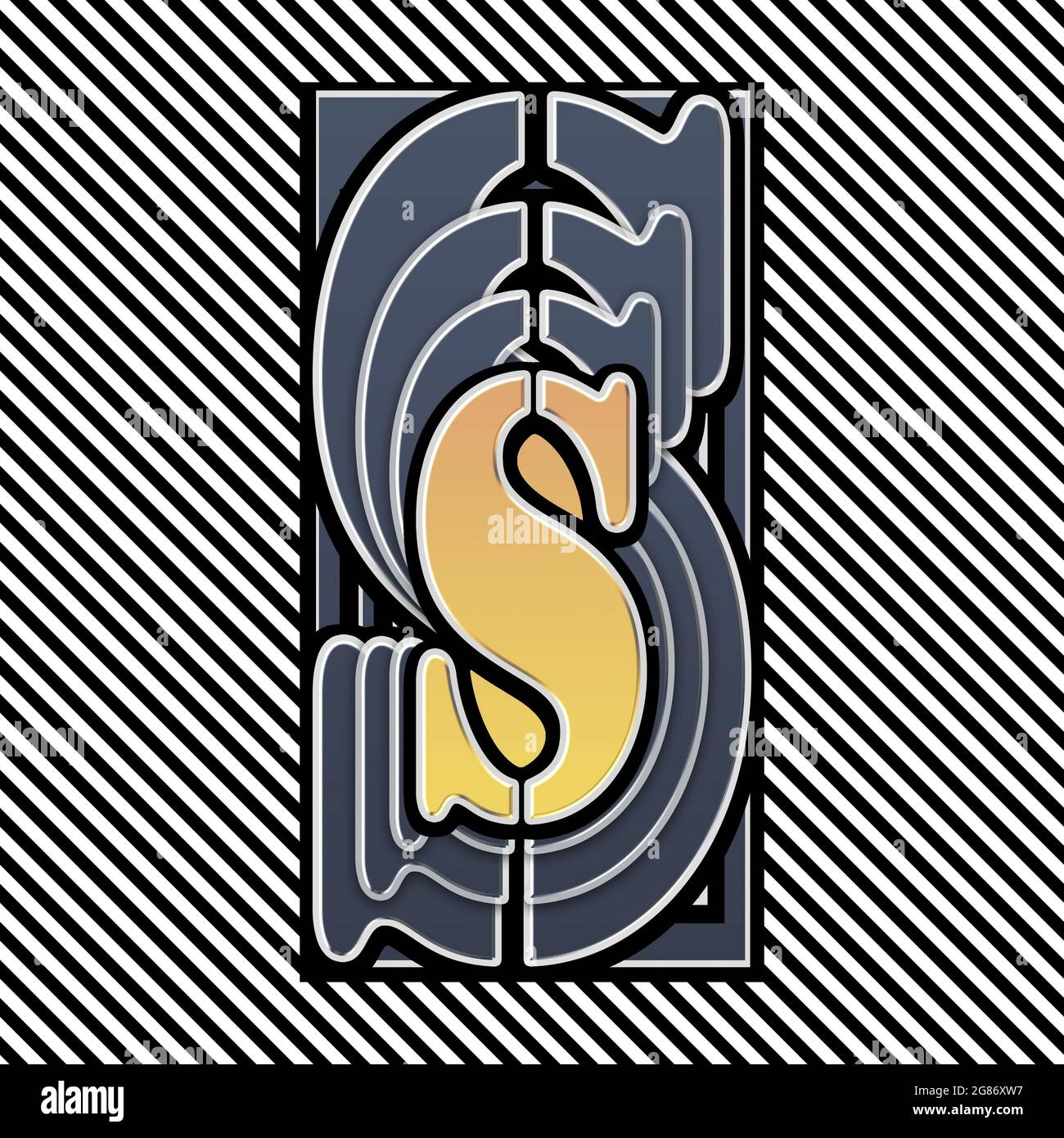 Monogramm mit großgeschriebtem S-Zeichen Stockfoto