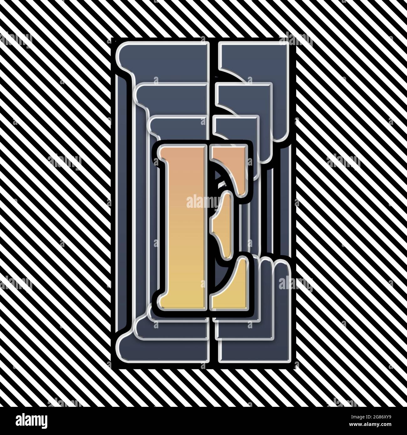 Monogramm mit Großbuchstaben E-Schabloniert Stockfoto