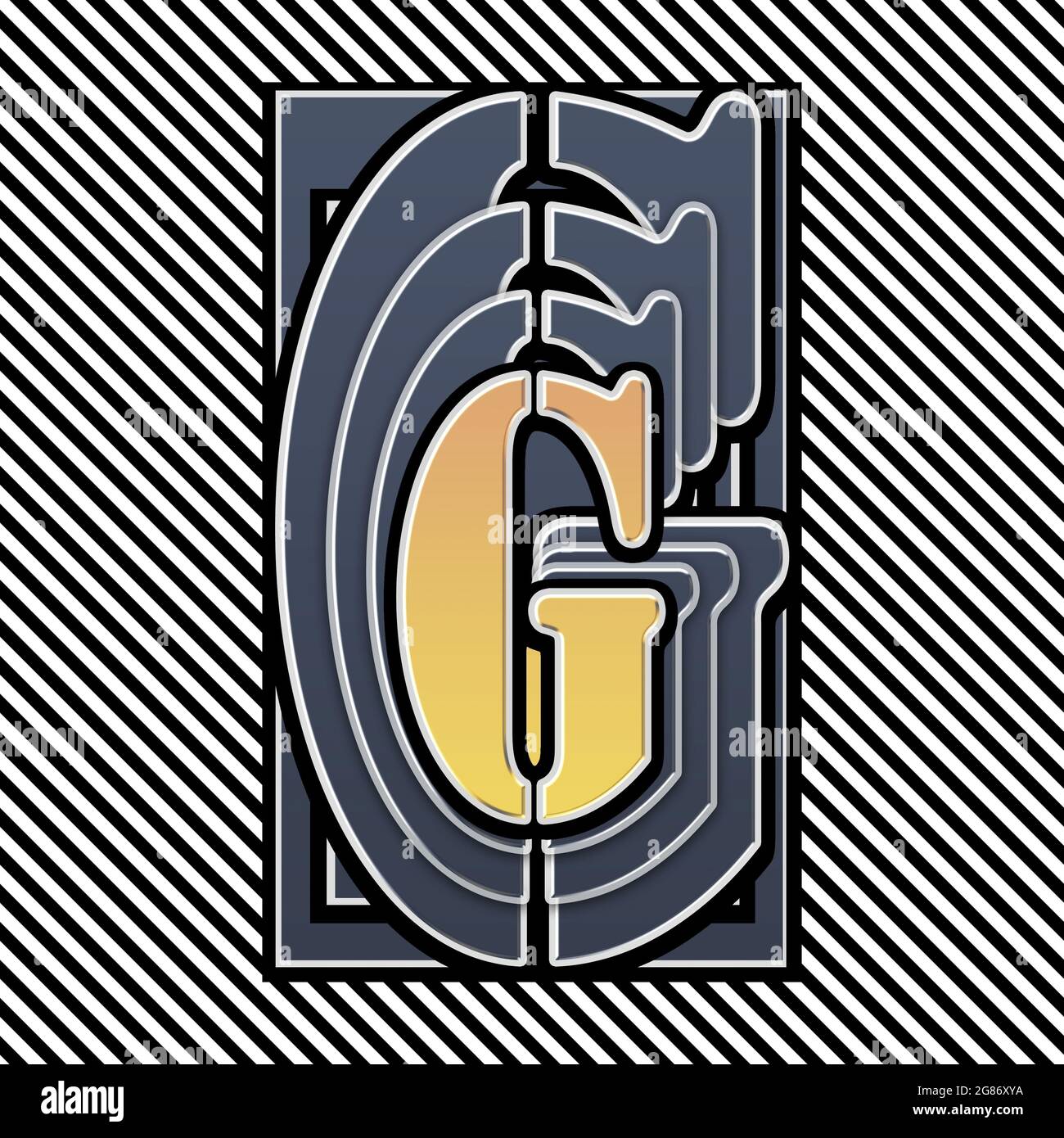 Monogramm mit dem Großbuchstaben G mit Schablonierung Stockfoto