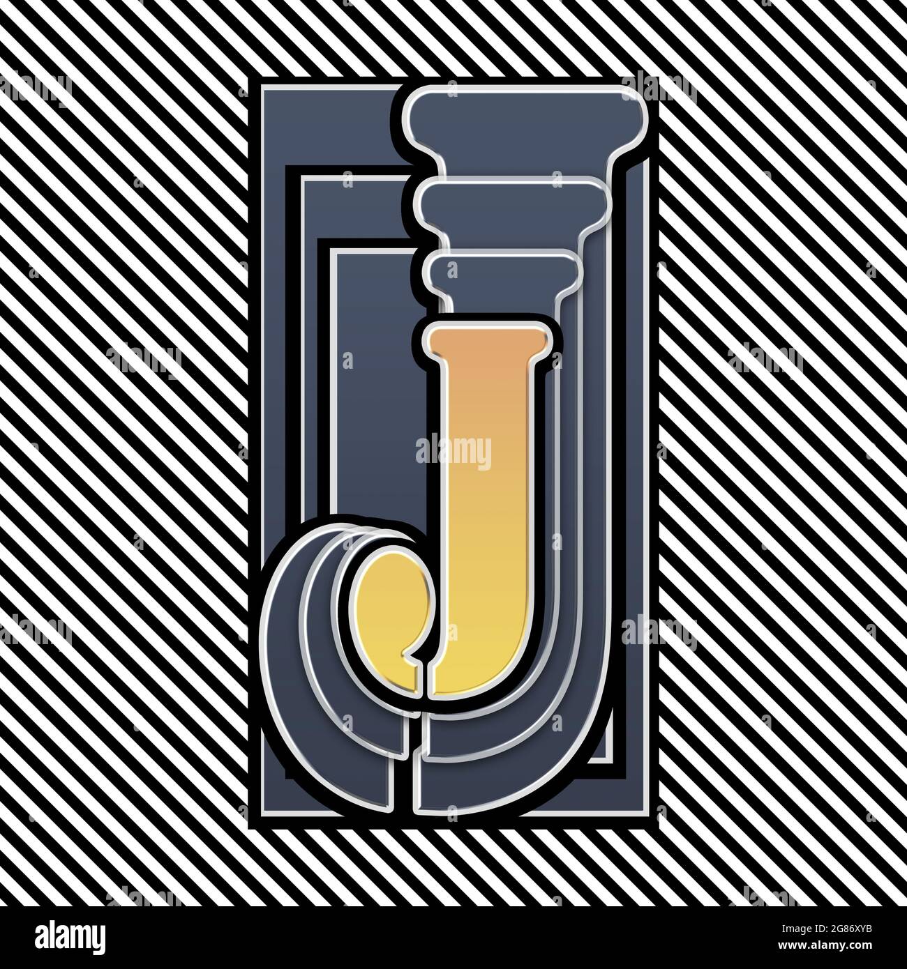 Monogramm mit Großbuchstaben und J-Schablonierung Stockfoto