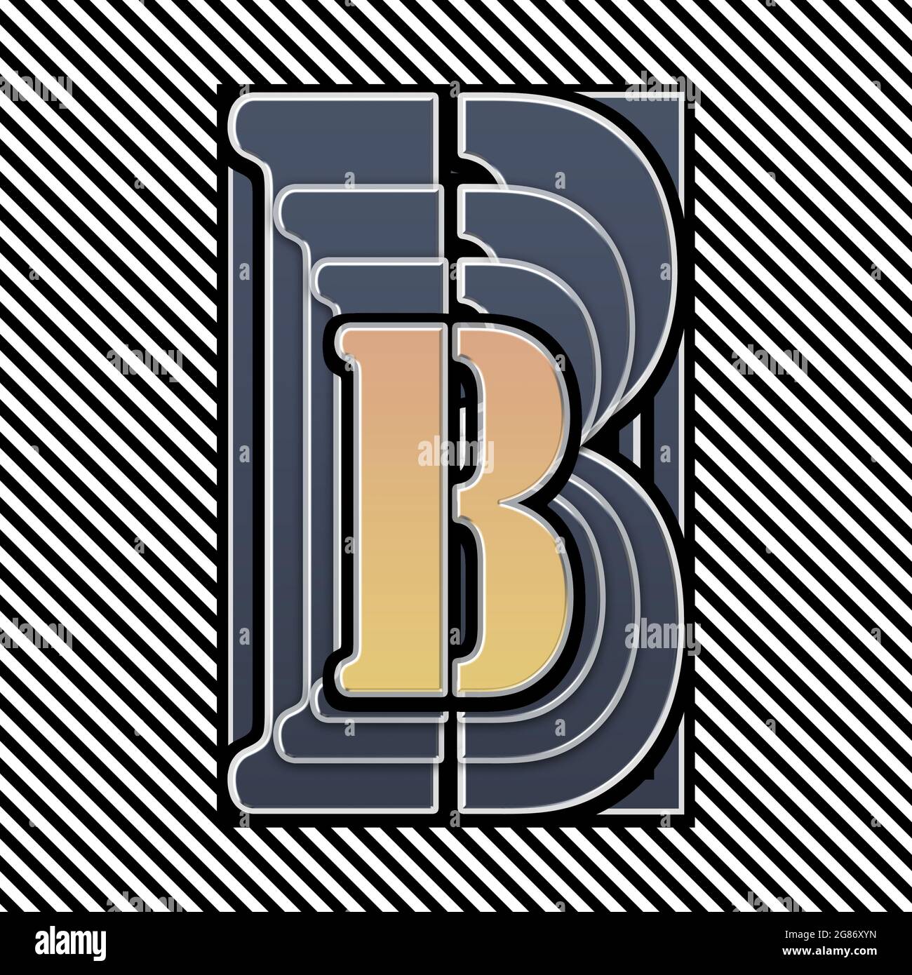 Monogramm mit Großbuchstabe B als Schablonenschrift Stockfoto
