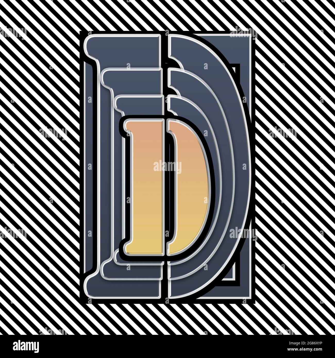Monogramm mit dem Großbuchstaben D als Schablonierung Stockfoto