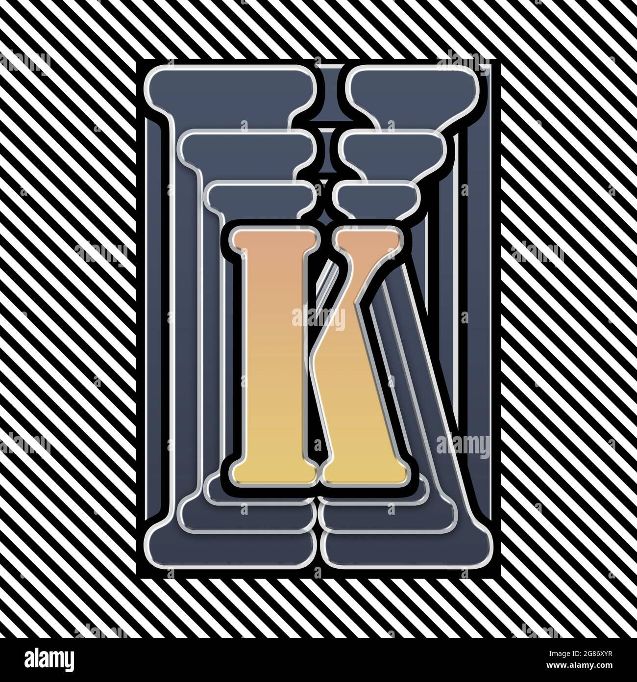 Monogramm mit Großbuchstaben K-Schablonierung Stockfoto