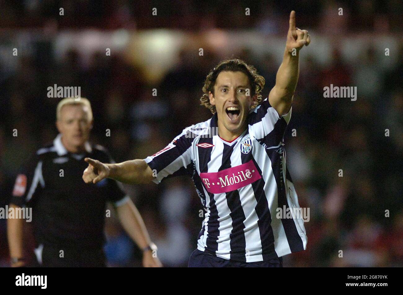 Robert Koren feiert sein Tor, Aktion von Bristol City gegen West Bromwich Albion in der Meisterschaft am Ashton Gate, Bristol.18/09/2007 Stockfoto