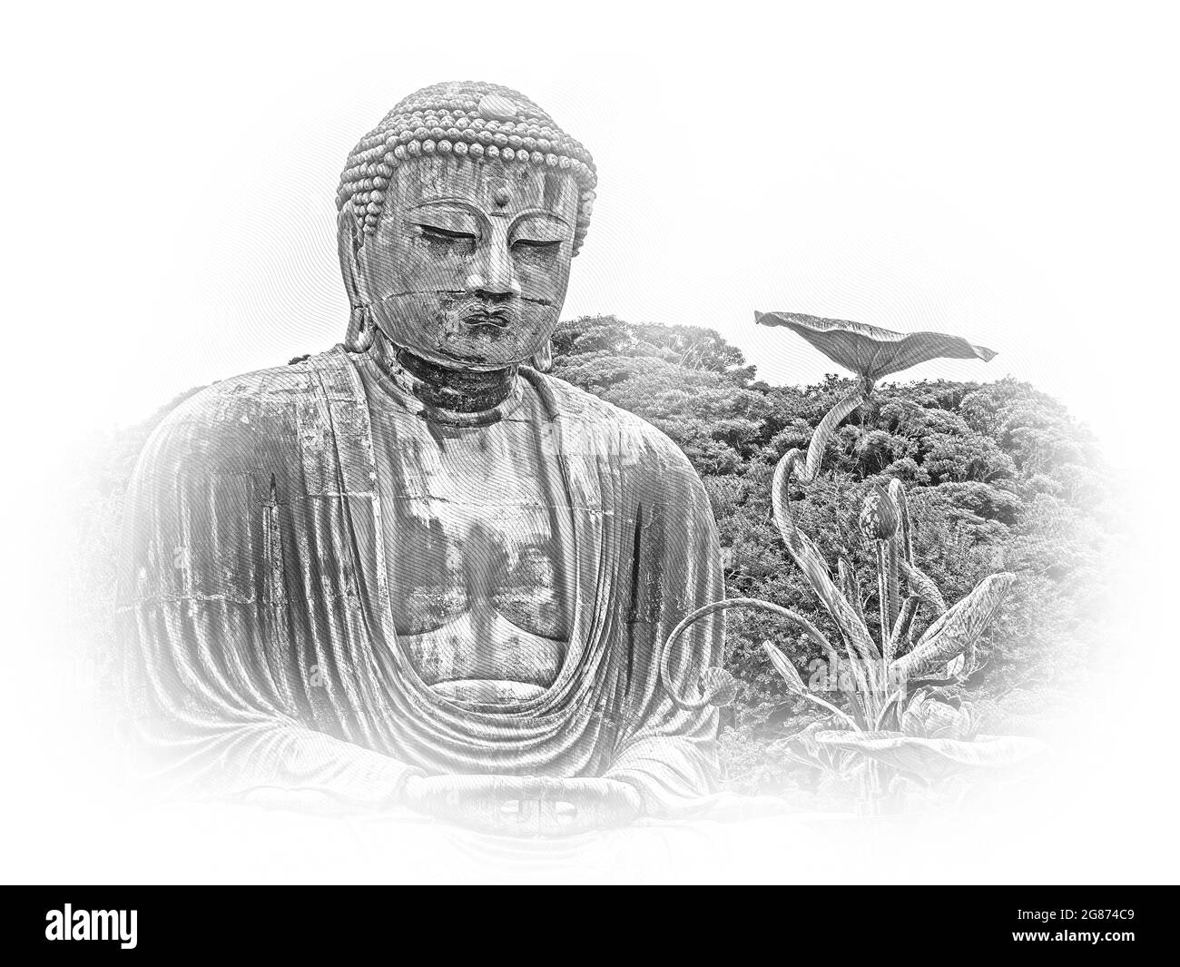 Weltberühmte Daibutsu Buddha - der grosse Buddha Statue in Kamakura Stockfoto