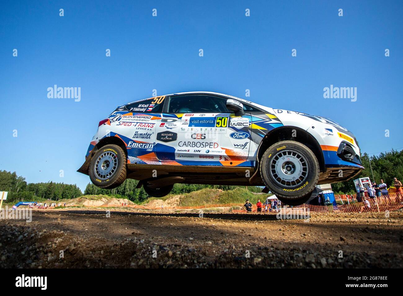 50 Koci Martin (cze), Tesinsky Petr (cze), Ford Fiesta Rally4, Aktion während der Rallye Estland, 7. Runde der FIA WRC-Meisterschaft 2021 vom 15. Bis 18. Juli in Tartu, Kreis Tartu in Estland - Foto Nikos Katikis / DPPI Stockfoto