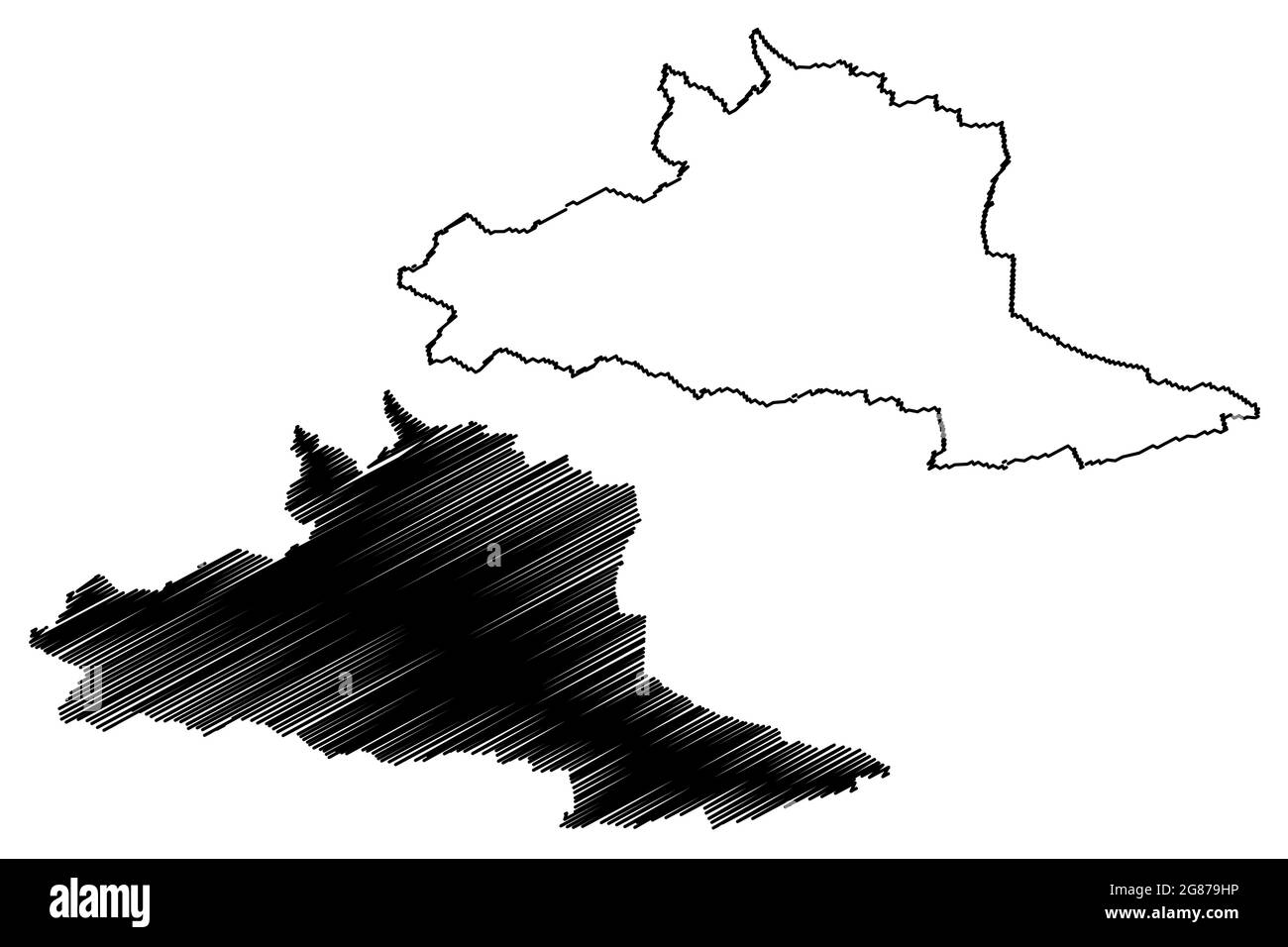 Neustadt an der Weinstraße (Bundesrepublik Deutschland, Land Rheinland-Pfalz, Stadtbezirk) Kartenvektordarstellung, Scribble-Skizze Stock Vektor