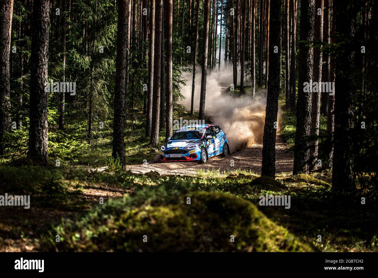 48 Pajari Sami (FIN), Salminen Marko (FIN), Ford Fiesta Rally4, Aktion während der Rallye Estland, 7. Runde der FIA WRC-Meisterschaft 2021 vom 15. Bis 18. Juli in Tartu, Kreis Tartu in Estland - Foto Nikos Katikis / DPPI Stockfoto