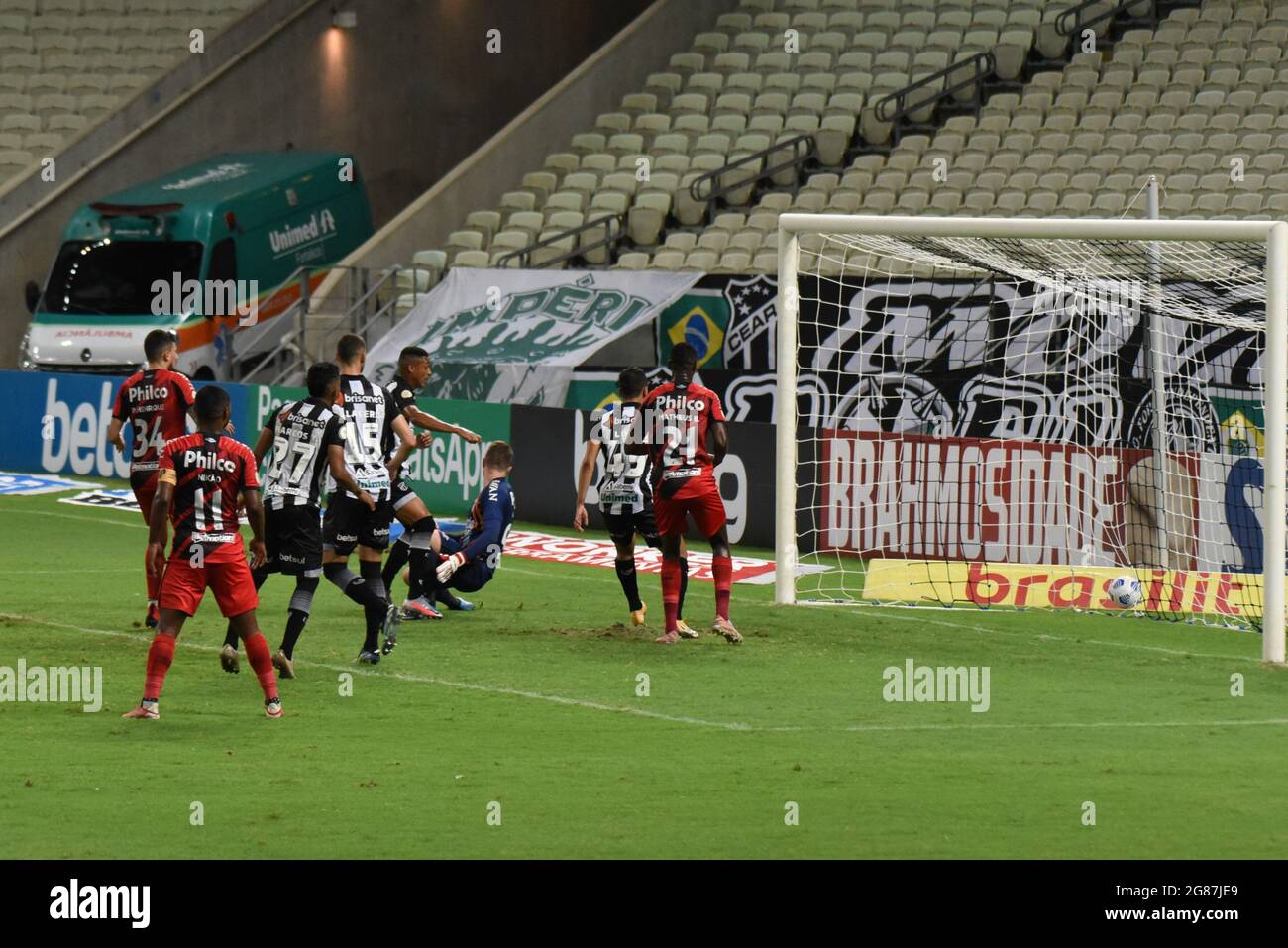 Fortaleza, Brasilien. Juli 2021. Wendson feiert, nachdem er während des Fußballspiels Campeonato Brasileiro zwischen Ceará und Athlético PR in der Arena Castelao, Fortaleza, Brasilien, ein Tor erzielt hat. Kredit: SPP Sport Pressefoto. /Alamy Live News Stockfoto