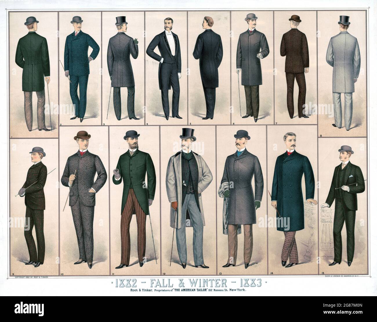 Vintage-Werbung. Mode von 1882–1883 Winter/Herbst. Veröffentlicht in New York 1882 von Root & Tinker. Stockfoto