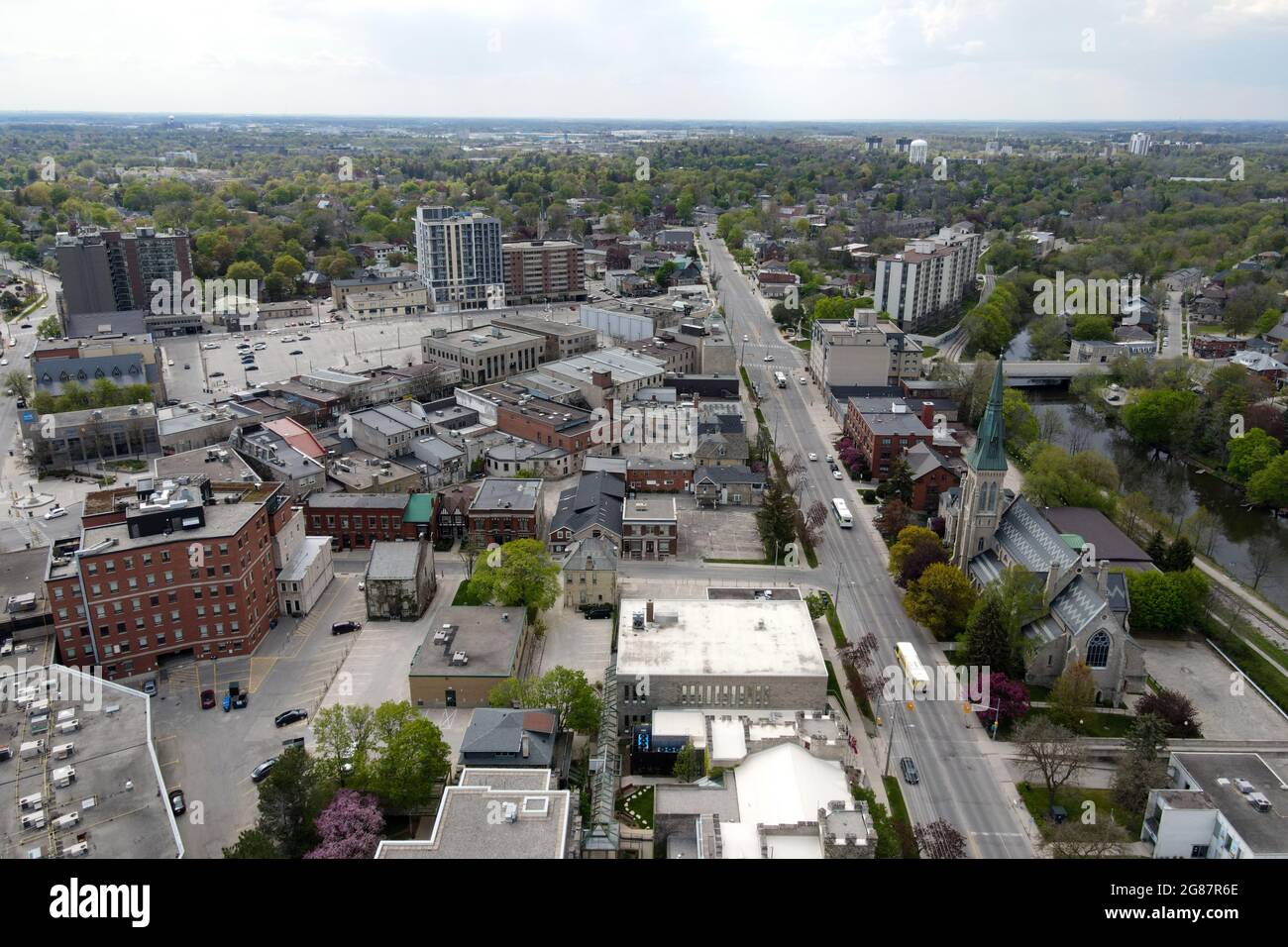 Mai 16 2021 Guleph Ontario Kanada. Blick auf die Woolwich St Aerial. Luke Durda Alamy Stockfoto