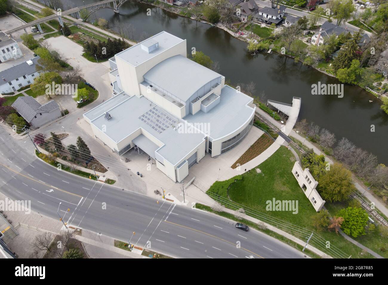 MAI 16 2021 Guleph Ontario Kanada. River Run Center Aerial. Luke Durda Alamy Stockfoto